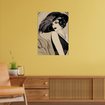 Art Deco Vintage Brüllende 20er Jahre Mädchen Wand