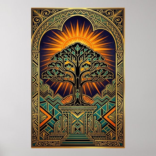 Art Deco Vintage Film Reel Monument Gold Poster (Vorne)