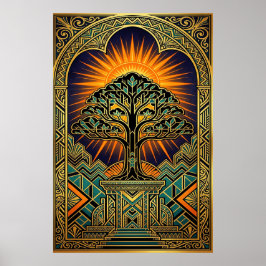 Art Deco Vintage-Filmspule Monument Gold Poster