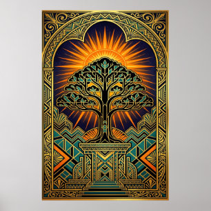 Art Deco Vintage-Filmspule Monument Gold Poster