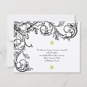 Art Deco Vintage Floral Swirl Hochzeitsempfang Einladung