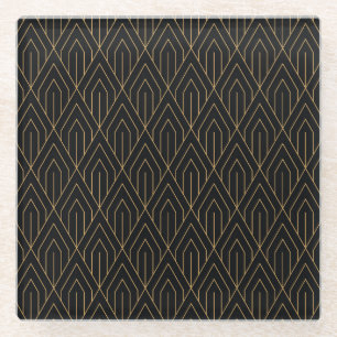 Art Deco: Vintage geometrische Tapete. Glasuntersetzer