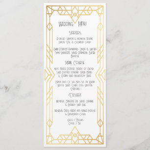 Art Déco Vintage Goldene Hochzeitsmenü Menükarte