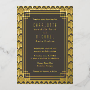 Art Deco Vintage Goldfolie Einladung
