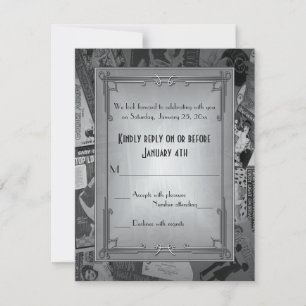 Art Deco Vintage Posters Wedding RSVP Karte