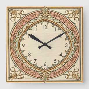 Art Deco Vintage Quadratische Wanduhr