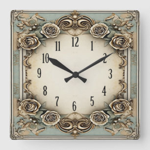 Art Deco Vintage Quadratische Wanduhr