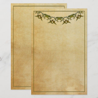 Art Deco Vintage-Schreibpapier mit Grünpflanzen Briefpapier
