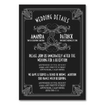 Art Deco Vintage Schwarze Hochzeit Einlegekarten