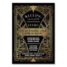 Art Deco Vintage Schwarze Hochzeit Einlegekarten