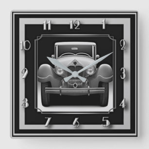 Art-Deco-Wagen Quadratische Wanduhr