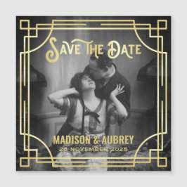Art Deco Wählen Sie ein Foto Elegantes Gold Save t Magnetkarte
