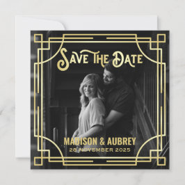 Art Deco Wählen Sie ein Foto Elegantes Gold Save t Save The Date