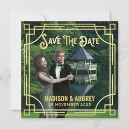 Art Deco Wählen Sie ein Foto Elegantes Gold Save t Save The Date