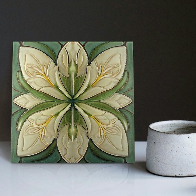 Art Deco Wanddekoration mit Blumenmotiven Art Nouv Fliese (Seek more? Explore our collection for more matching tiles to uplift your space.)
