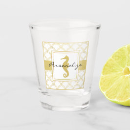 Art Deco Wave Gold Glitzer Seepferd Schnapsglas