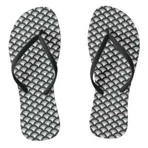 Art Deco Wave Muster, Schwarz/Weiß Flip Flops