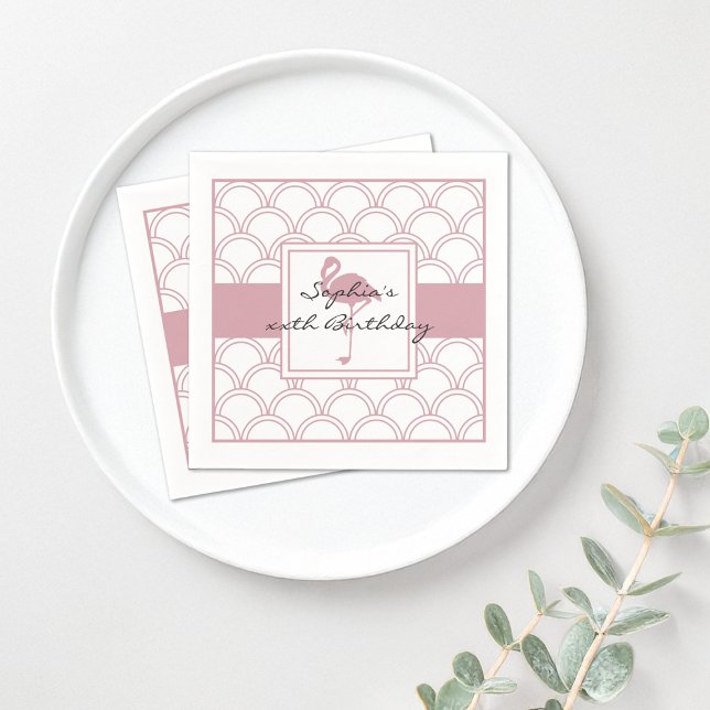 Art Deco Wave Patten Pink Flamingo Beach Party Serviette (Von Creator hochgeladen)