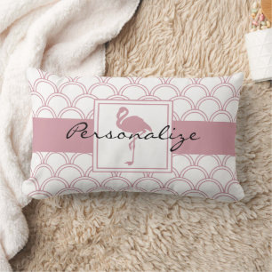 Art Deco Wave Patten Pink Flamingo Lendenkissen