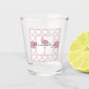 Art Deco Wave Patten Pink Flamingo Schnapsglas