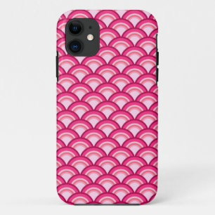 Art Deco wave pattern - fuchsia and coral iPhone 11 Hülle