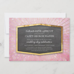 ART DECO WEDD Gold Sonnenburst grau Buche rosa Einladung