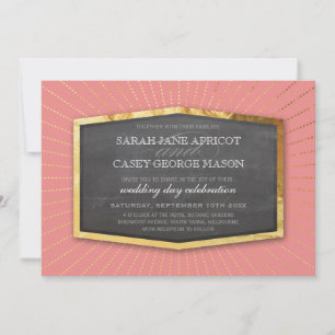 ART DECO WEDD Goldkalkpappenkoralle Einladung