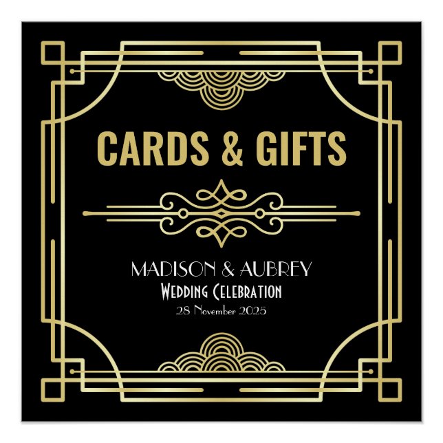 Art Deco Wedding Cards & Gifts Gold Black Party Poster (Vorderseite)