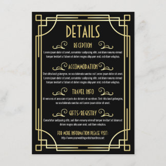 Art Deco Wedding Details Karte Informationen