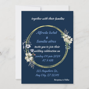 Art Deco Wedding Diamond bleu und Gold Foil Einladung