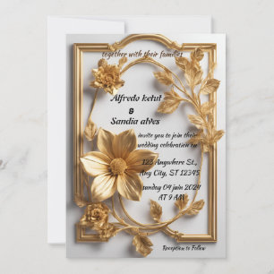 Art Deco Wedding Diamond, weiß und goldfarben Einladung