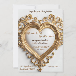 Art Deco Wedding Diamond White and Gold Foil Inv Einladung