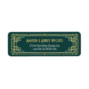 Art Deco Wedding Elegante Goldene Rücksendeadresse
