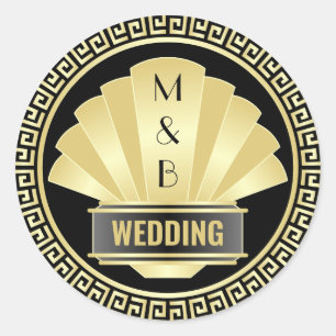 Art Deco Wedding Elegante Runder Aufkleber