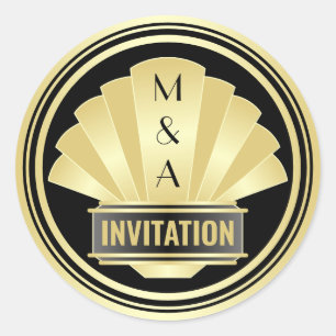 Art Deco Wedding Elegante Runder Aufkleber