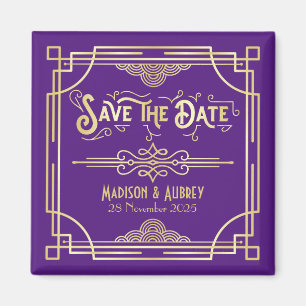 Art Deco Wedding Elegantes Gold Save the Date Lila Magnet