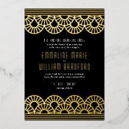 Art Deco Wedding Fan Gold Folieneinladung