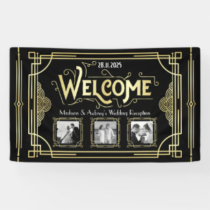 Art Deco Wedding Gold Black Gatsby Foto Willkommen Banner