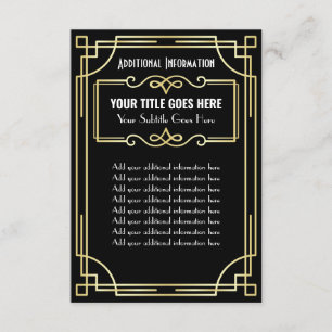 Art Deco Wedding Gold Black - Weitere Informatione Begleitkarte