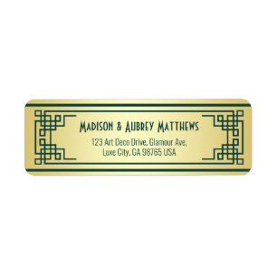 Art Deco Wedding Gold Green Rücksendeadresse