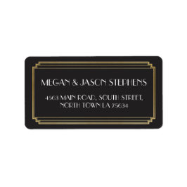 Art Deco Wedding Gold Rücksendeadresse Adressaufkleber