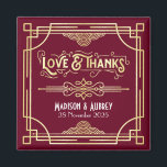 Art Deco Wedding Liebe & Dank Gold Burgundy Gefall Magnet<br><div class="desc">Entwerfen Sie Ihre eigene Art-Déco-Stil, Großes Gatsby-inspiriertes Design mit abstrakten geometrischen Ornamenten und goldfarbenen Mustern mit bordeauxfarbenem Hintergrund. Ein elegantes, elegantes, geschlechtsneutrales Ganzjahresdesign, das sich perfekt für anspruchsvolle Paare eignet, die etwas Anderes gewollt haben als die üblichen femininen, blumigen, pastellfarbenen Hochzeitszeitung-Suiten. Auch für die Retro-Liebhaber, die die jazz-inspirierte Kunstwelt der...</div>