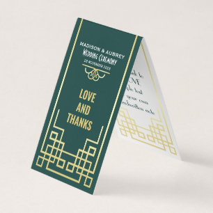 Art Deco Wedding Liebe & Dank Gold Green Gefallen