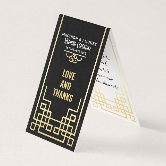 Art Deco Wedding Liebe & Danke Gold Black Fevor (Vorderseite)