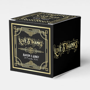 Art Deco Wedding Liebe & Danke Gold Black Fevor Geschenkschachtel