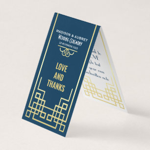 Art Deco Wedding Liebe & Danke Gold Blue Fevor