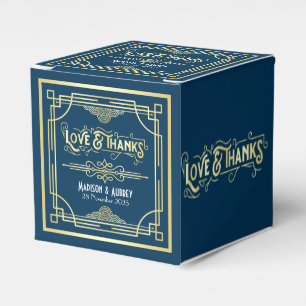 Art Deco Wedding Liebe & Danke Gold Blue Fevor Geschenkschachtel