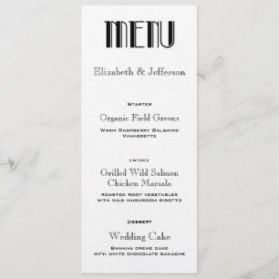 Art Deco Wedding Menu Card Menükarte
