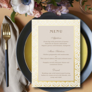 Art Deco Wedding Menü Gold Foil Card Folieneinladung