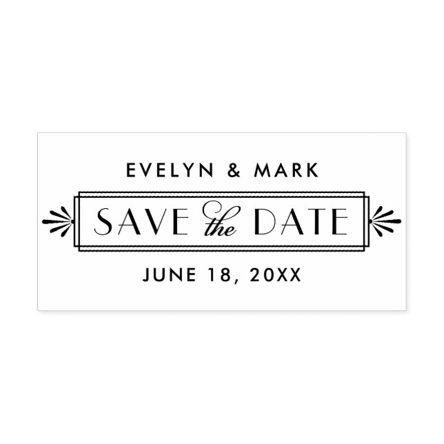 Art Deco Wedding Monogram Save the Date Gummistempel (Prägung)
